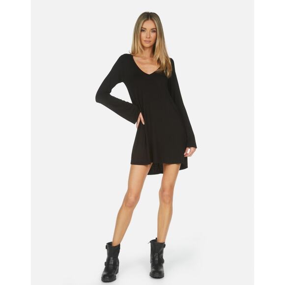 Michael Lauren Womens Black Kyle Core V-Neck Dress Size XS Soft Jersey Knit Mini - Picture 11 of 11